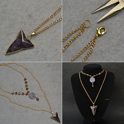 Collier pendentifs améthyste violette-4
