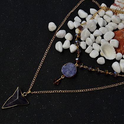 Collier pendentifs améthyste violette-5