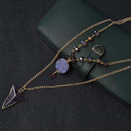Collier pendentifs améthyste violette-6