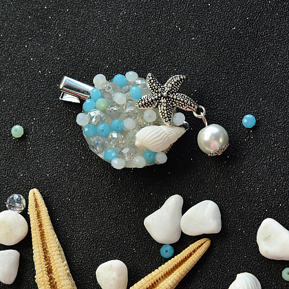 Broche en perles de verre de style océan-1