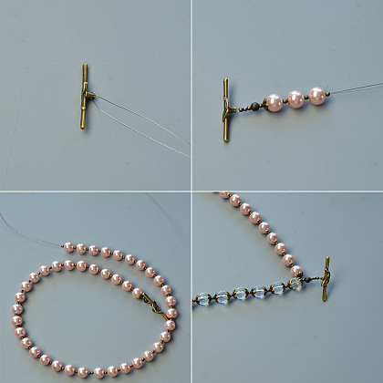 Halskette mit rosa Perlenanhänger-3