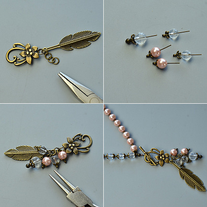 Halskette mit rosa Perlenanhänger-4