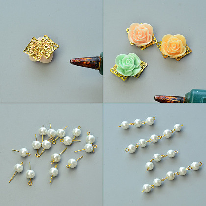 Collier pendentif en perles de résine de fleur avec perles de perles-3