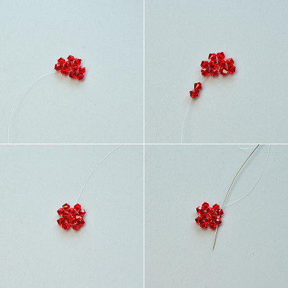 Anneau de chrysanthème en perles de verre galvanisées-4