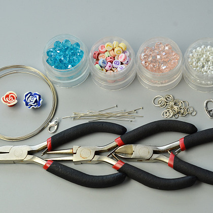 Bracelets de perles acryliques alphabet avec perles de verre-2