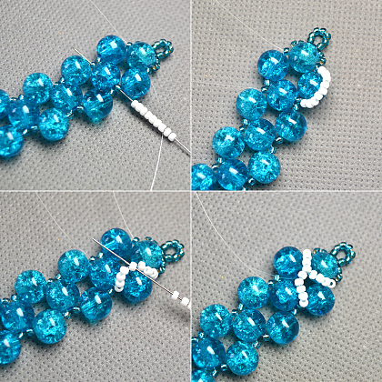 Bracelet de perles de verre craquelées bleues-4