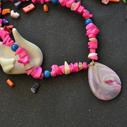 Ожерелье из пресноводных ракушек с подвеской из агата-капли-6