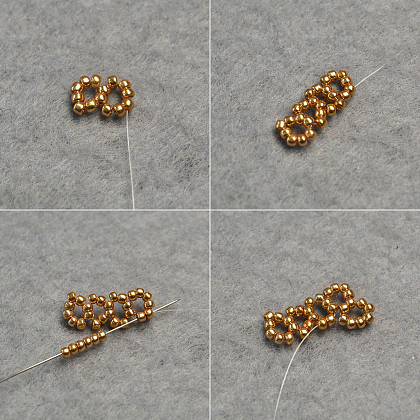Saatperlen nähen einen quadratischen Ring mit Glasperlen und Perlen-4