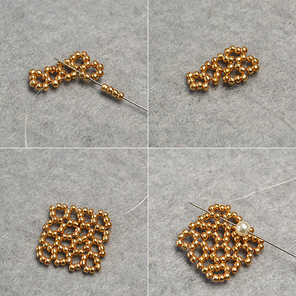 Saatperlen nähen einen quadratischen Ring mit Glasperlen und Perlen-5