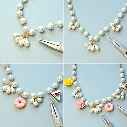 Pendentifs en argile polymère et collier de perles-4