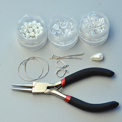 Pendientes de aro con cuentas de perlas y cuentas de vidrio-2