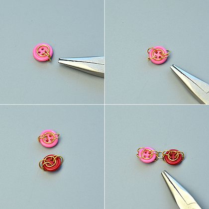 Bracelet boutons en acrylique avec anneaux ouverts-3