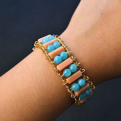 Bracelet de perles acryliques imitation pierres précieuses double couleur-6