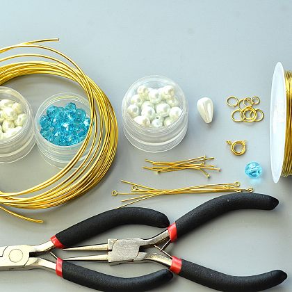 Collier pendentif en perles de perles enveloppées de fil-2