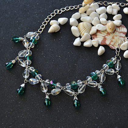 Collier pendentif perles de verre cristal-5