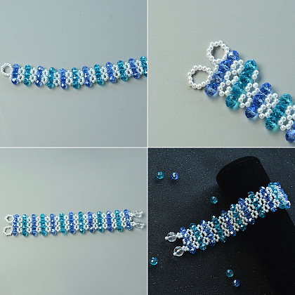 Браслет из хрустальных бусин с акриловыми бусинами из искусственного жемчуга-5