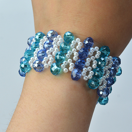 Браслет из хрустальных бусин с акриловыми бусинами из искусственного жемчуга-7
