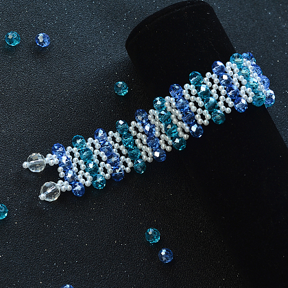 Браслет из хрустальных бусин с акриловыми бусинами из искусственного жемчуга-8