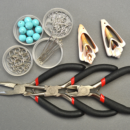 Boucles d'oreilles pendantes en perles de coquillage avec perles turquoise-2