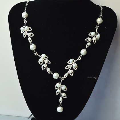 Collier pendentif branche de style tibétain avec perles nacrées-7