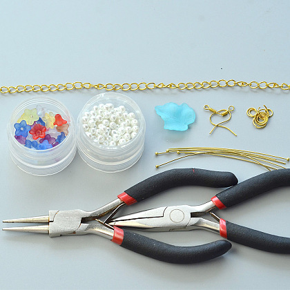 Boucles d'oreilles en grappe de perles acryliques à fleurs colorées-2