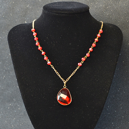 Collier pendentif en cristal rouge-5