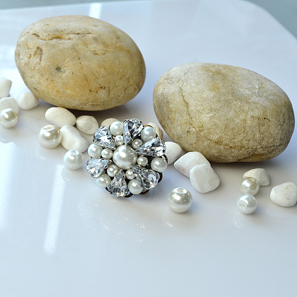 Pearl Beads and Rhinestone Beads Ring-5