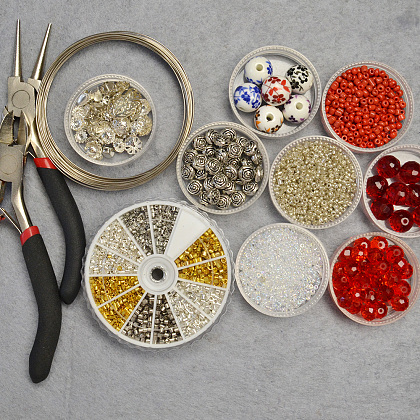 Bracelets en perles de porcelaine rouges et perles de rocaille-2