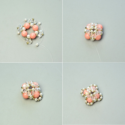 Collier pendentif fleur en perles mélangées-4