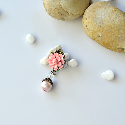 Clous d'oreilles en perles de résine de fleurs de style vintage-4