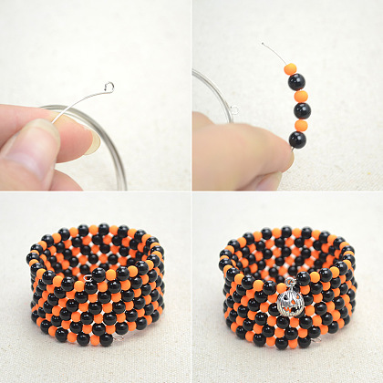 Bracelet noir et orange pour halloween-3