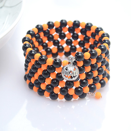 Bracelet noir et orange pour halloween-4