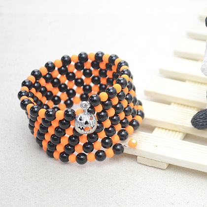 Bracelet noir et orange pour halloween-5