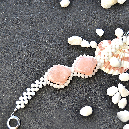 Moonstone Beads Stitch Bracelet-6