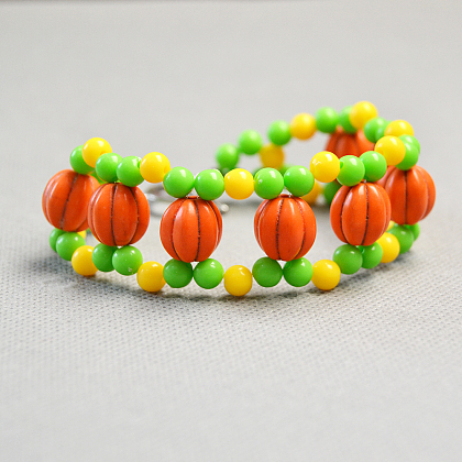 Bracelet de perles de citrouille turquoise-4