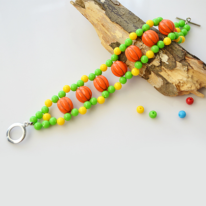 Bracelet de perles de citrouille turquoise-6