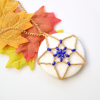 Star Stitch Necklace with Gemstone Pendant-1