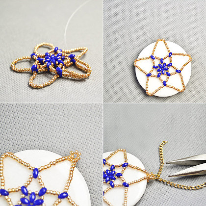 Star Stitch Necklace with Gemstone Pendant-5