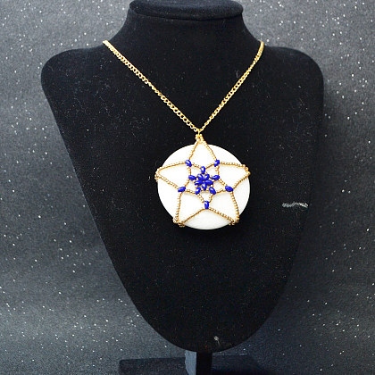 Star Stitch Necklace with Gemstone Pendant-8