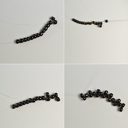 Joli collier pendentif chat avec perles de rocaille noires-3