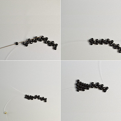 Joli collier pendentif chat avec perles de rocaille noires-4