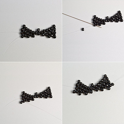 Bella collana con ciondolo a forma di gatto con perline nere-5
