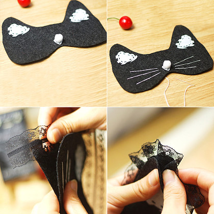 Süße schwarze Katzenmaske für Halloween-4