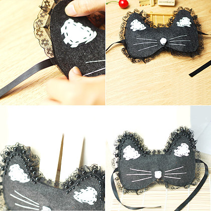 Süße schwarze Katzenmaske für Halloween-5