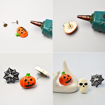 Halloween Theme Resin Cabochons Stud Earrings-3