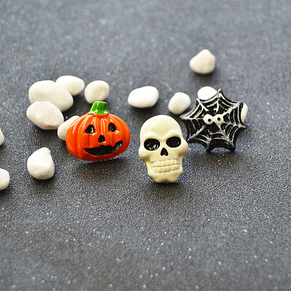 Halloween Theme Resin Cabochons Stud Earrings-4