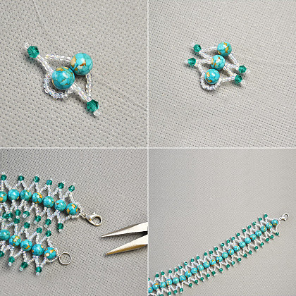 Bracelet délicat en point de perles turquoise-4