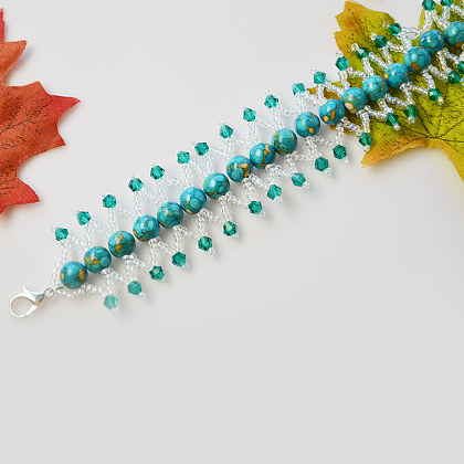 Bracelet délicat en point de perles turquoise-6