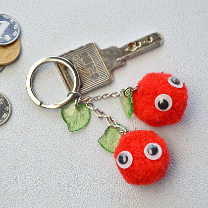 Cherry Key Chains with Wiggle Googly Eyes-1