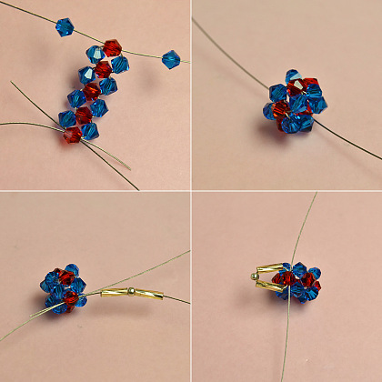 Boucles d'oreilles pendantes en forme d'étoile étincelante avec perles de verre et perles bombées-4